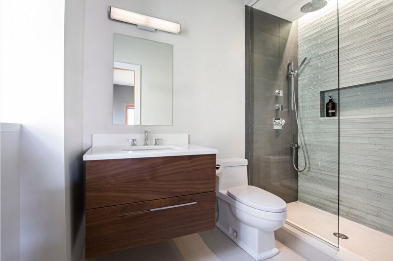 Nelielas vannas istabas interjera dizains mūsdienīgā stilā