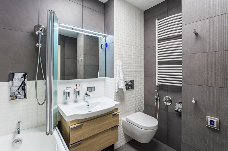 Nelielas vannas istabas interjera dizains mūsdienīgā stilā