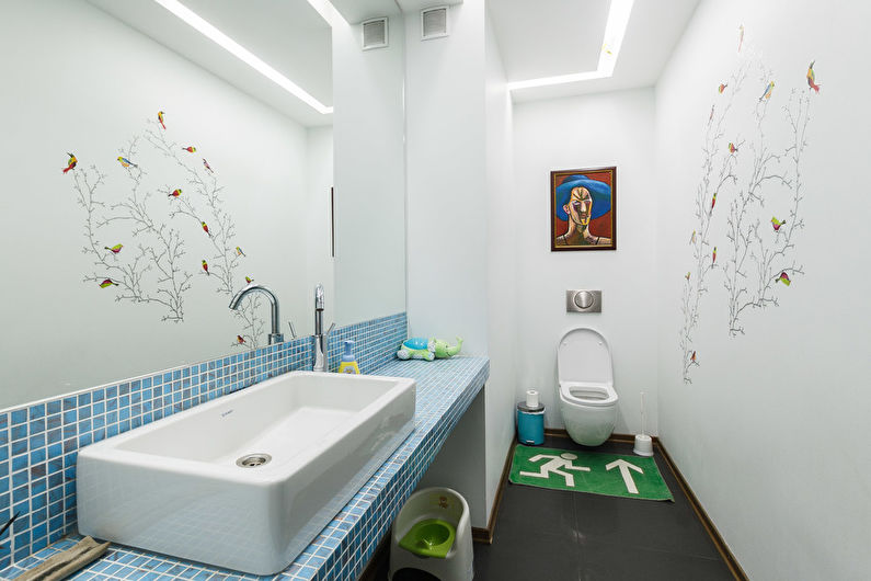 Reka bentuk dalaman bilik mandi dalam gaya moden - foto