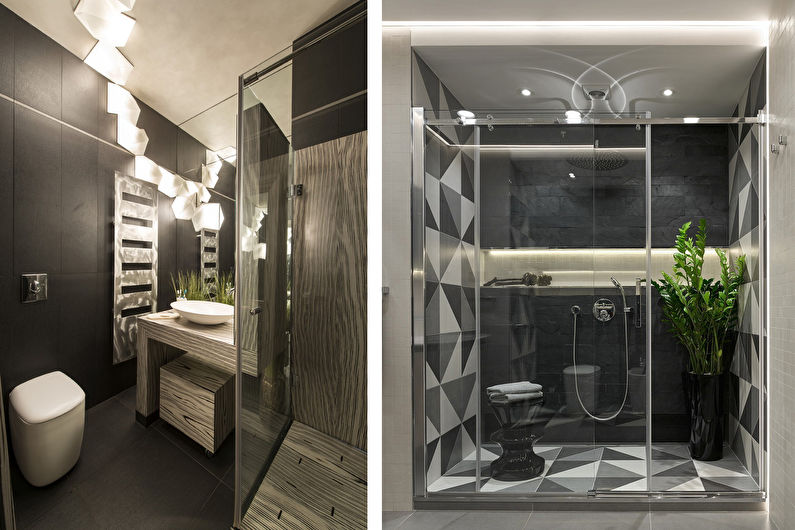 A modern stílusú fürdőszoba belsőépítészete - fénykép