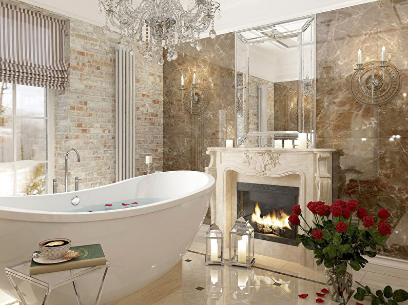 Projet de salle de bain «Brique et marbre»