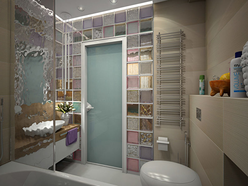 Üveg és színes fürdőszoba