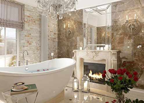 Projet de salle de bain «Brique et marbre»