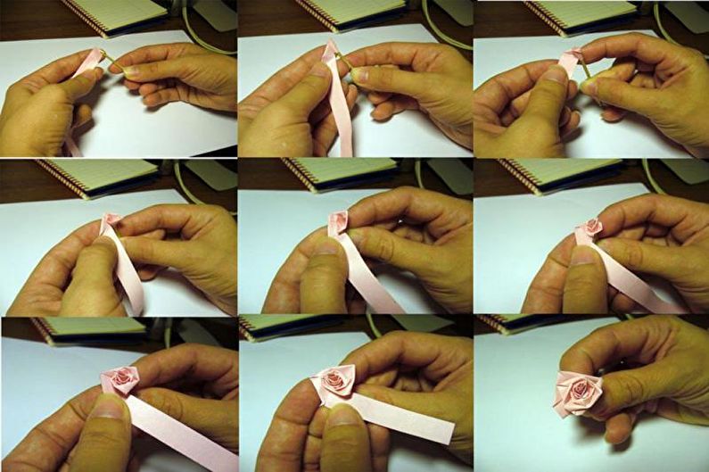 Gør-det-selv-papirrose ved hjælp af quilling-teknik