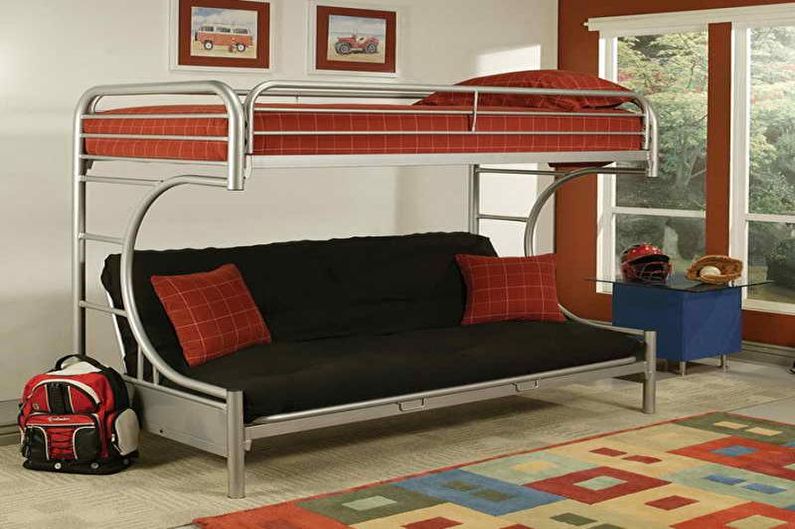 Poschodová posteľ s pohovkou - dizajn