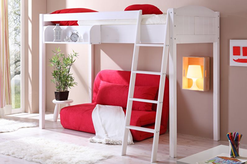 Łóżko piętrowe z sofą dla dzieci i dorosłych
