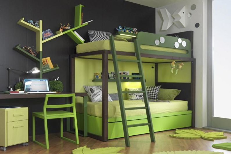 Bunk bed with sofa - photo