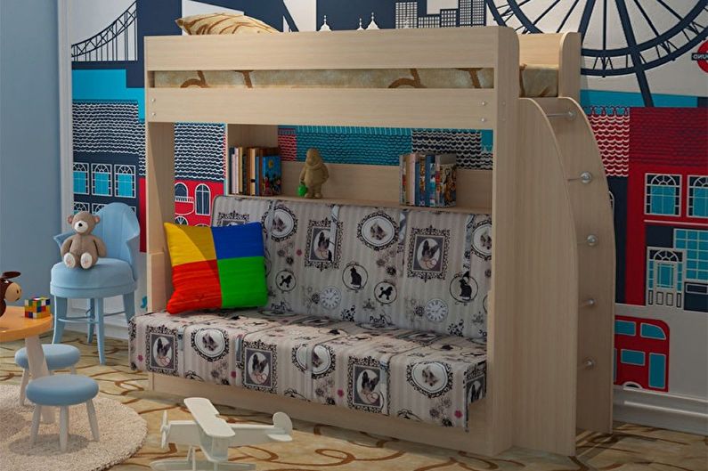 Bunk bed with sofa - photo