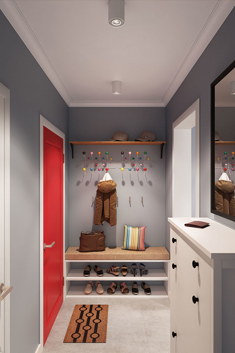 Design of the hallway in a modern style - Contrasting combinations
