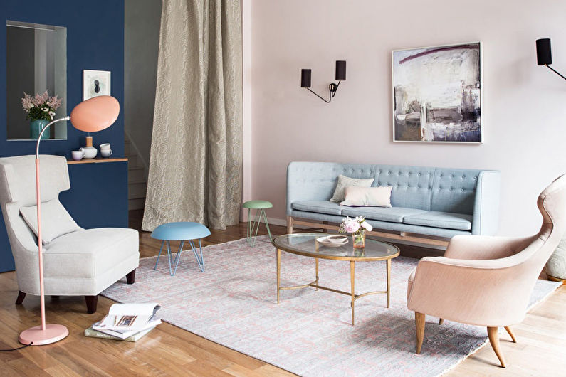 Combinações de cores para pisos, paredes, teto e móveis - cores pastel
