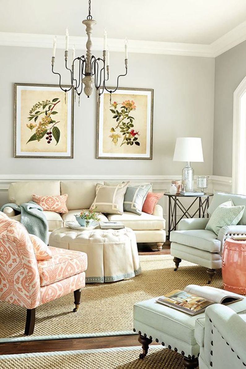 Цветови комбинации за под, стена, таван и мебели - пастелни цветове