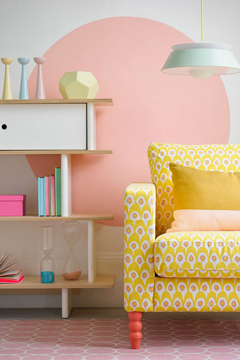 Fargekombinasjoner for gulv, vegg, tak og møbler - pastellfarger