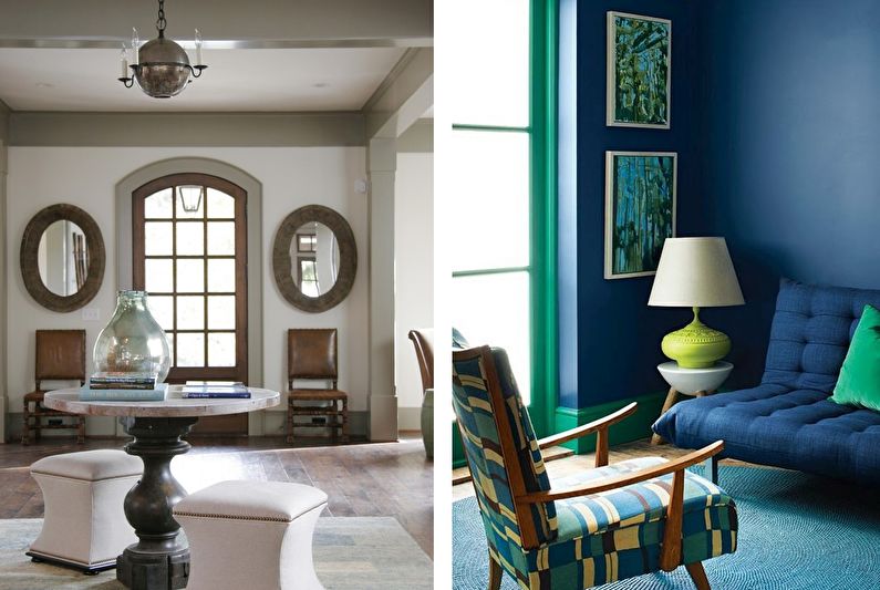 Kombinacje kolorów dla podłogi, ściany, sufitu i mebli - projekt monochromatyczny i półtonów