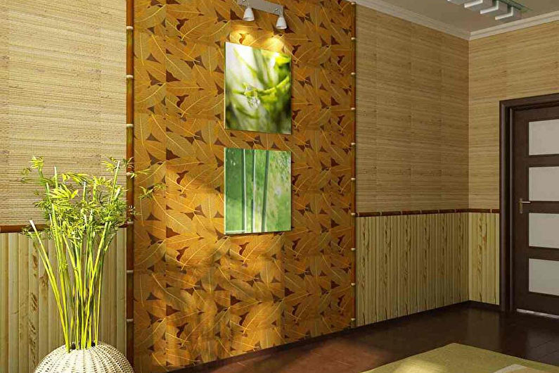 Bambusa tapetes gaitenī - interjera dizains