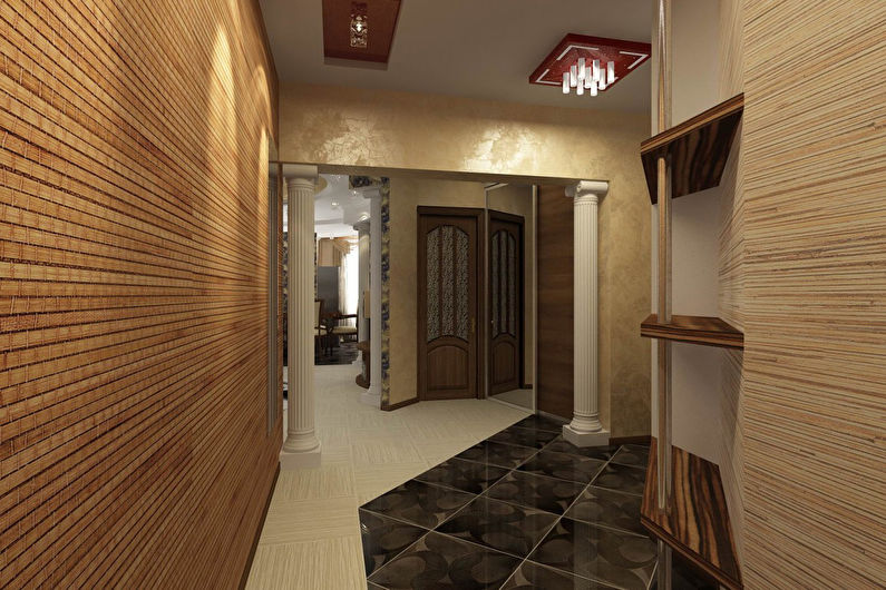 Bambusowa tapeta na korytarzu - architektura wnętrz