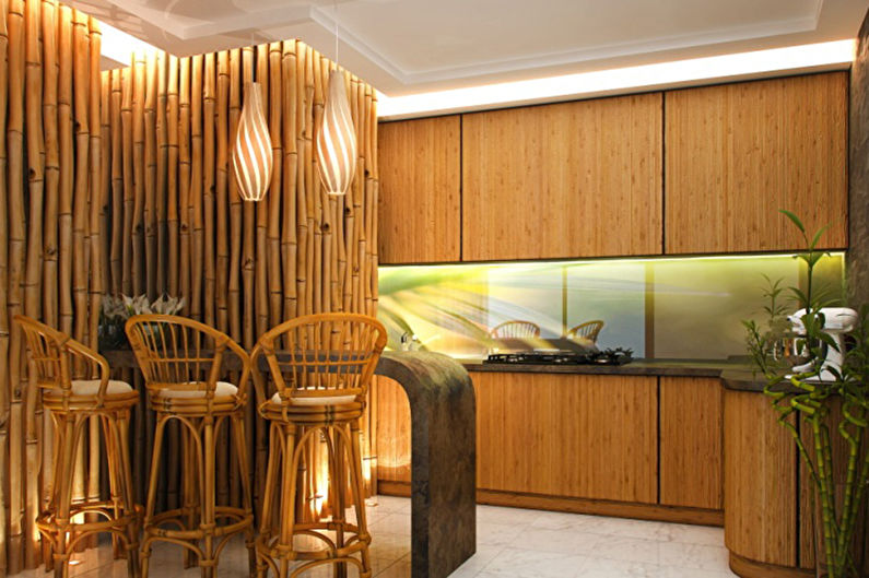 Bambusz tapéta a konyhában - belsőépítészet