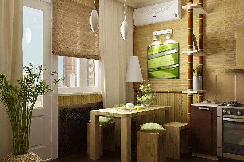 Bambusowa tapeta w kuchni - architektura wnętrz
