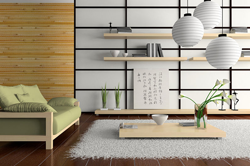 Bambusz tapéta a nappaliban - belsőépítészet