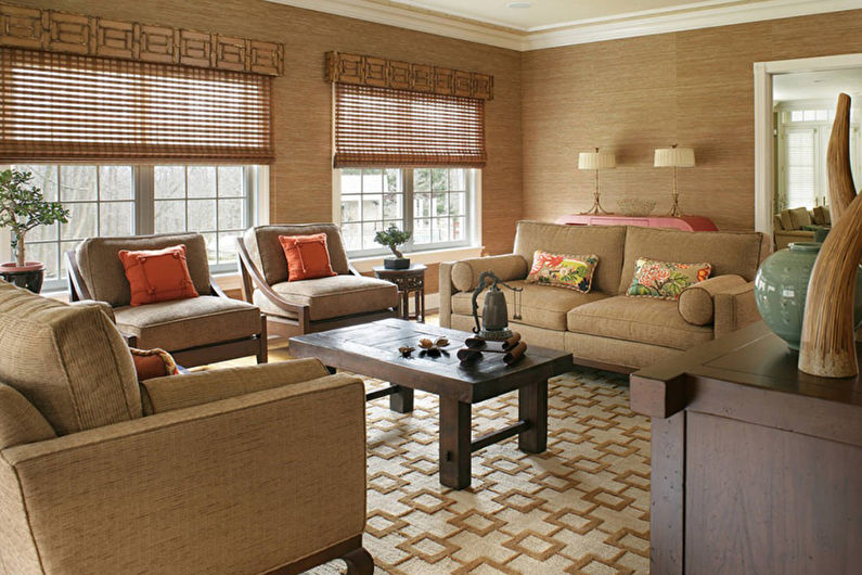 Tapet de bambus în sufragerie - Design interior