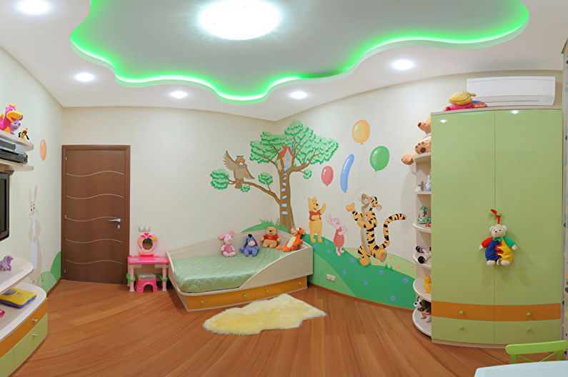 Stretch ceiling in the nursery - Features