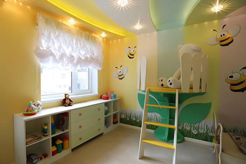 Опънат таван в детската стая - Таван за облекчение