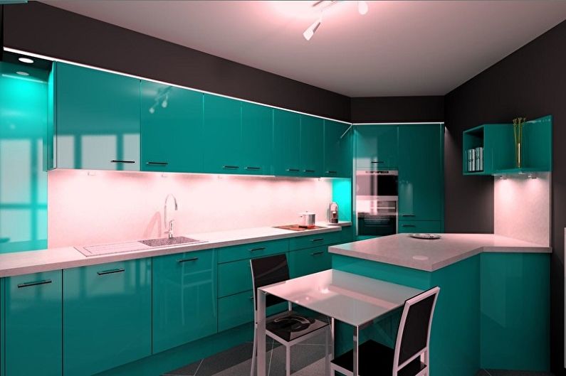 Photo de cuisine turquoise - Design d'intérieur