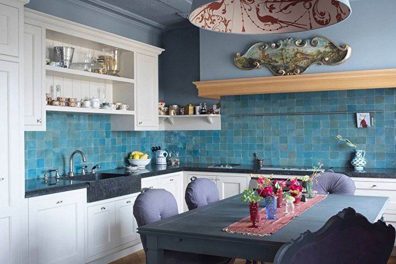 Foto de cozinha turquesa - design de interiores