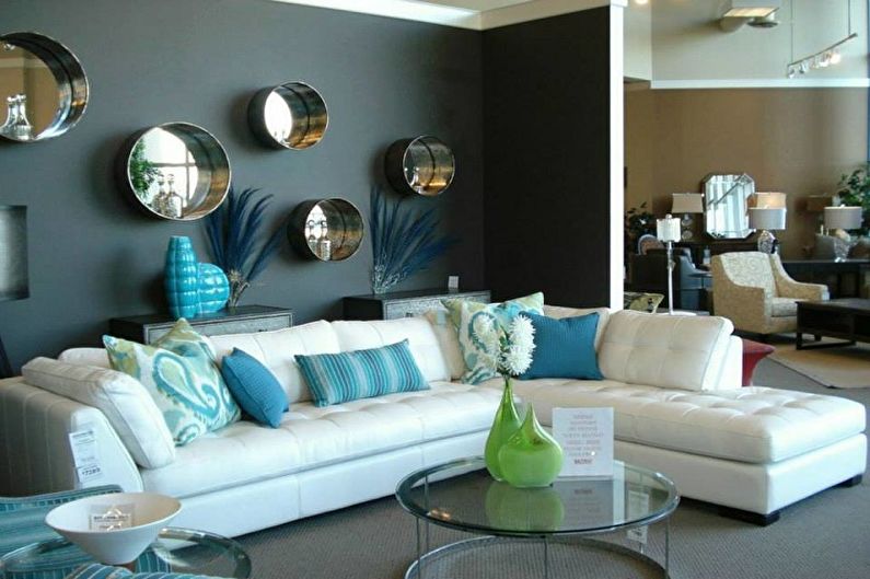Fotografie z tyrkysového obývacího pokoje - Design interiéru