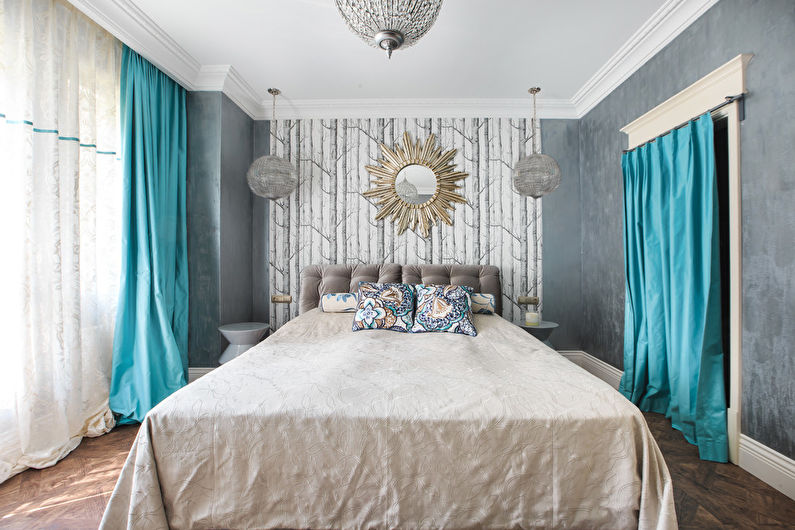 Foto ar tirkīza guļamistabu - interjera dizains