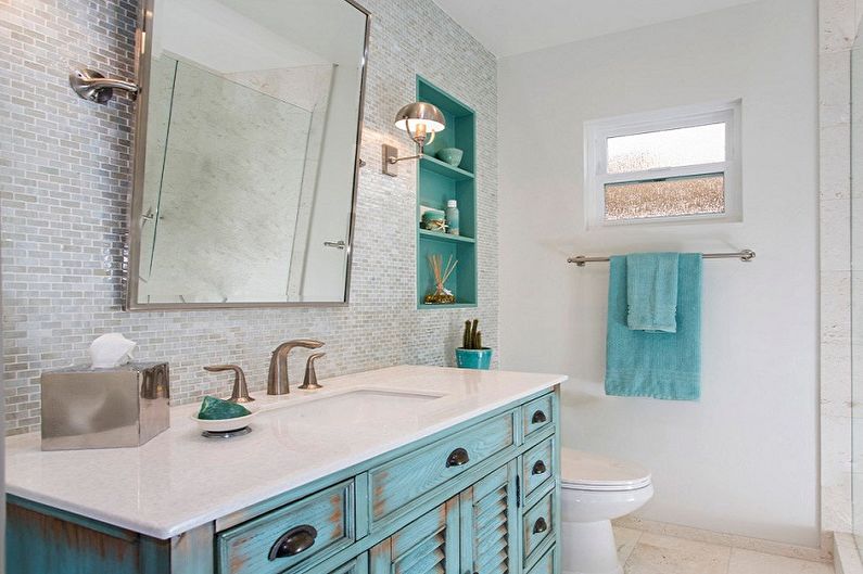 Photo de salle de bain turquoise - Design d'intérieur