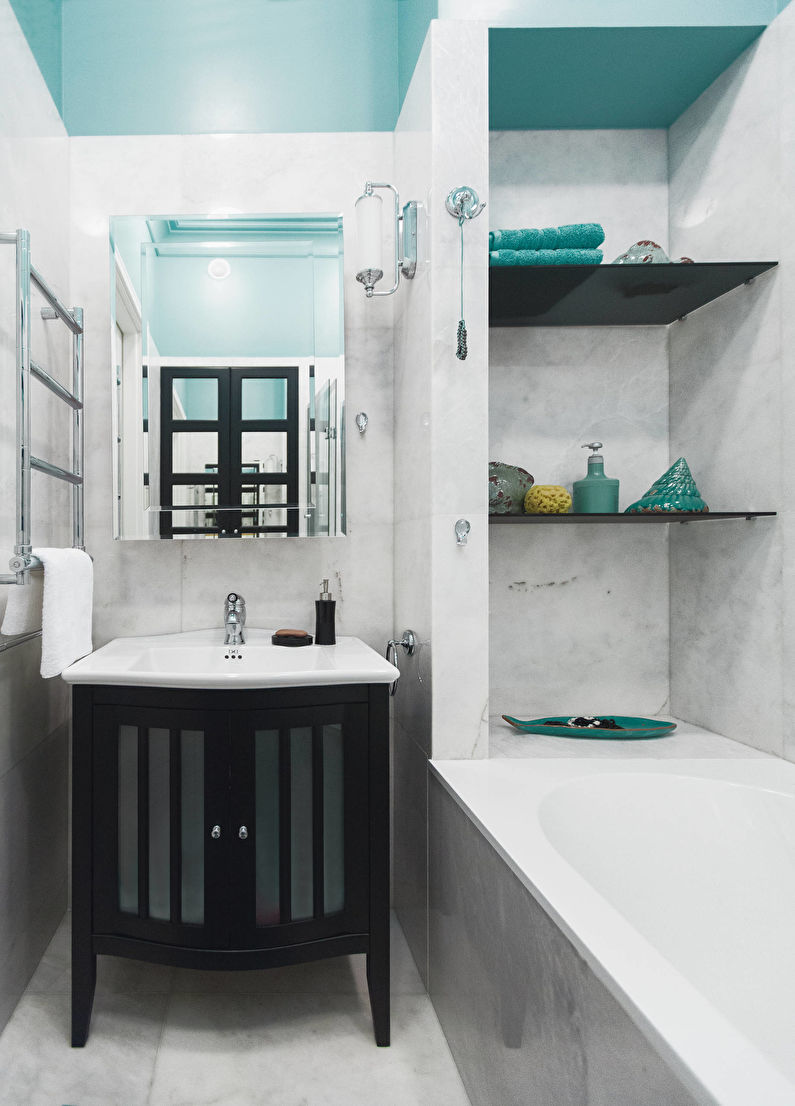 Türkiz fürdőszoba fotó - belsőépítészet