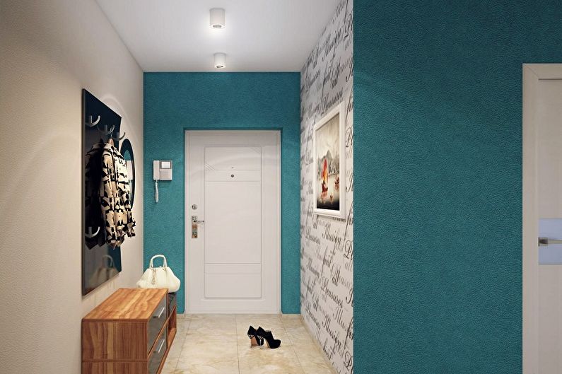 Turkio spalvos prieškambario ir koridoriaus nuotrauka - interjero dizainas