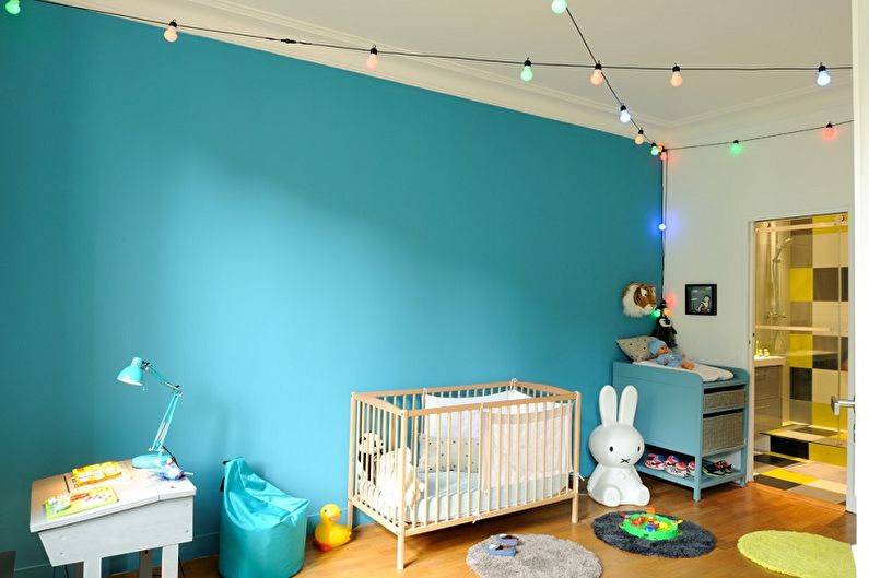 Turkio spalvos vaikų kambario nuotrauka - interjero dizainas