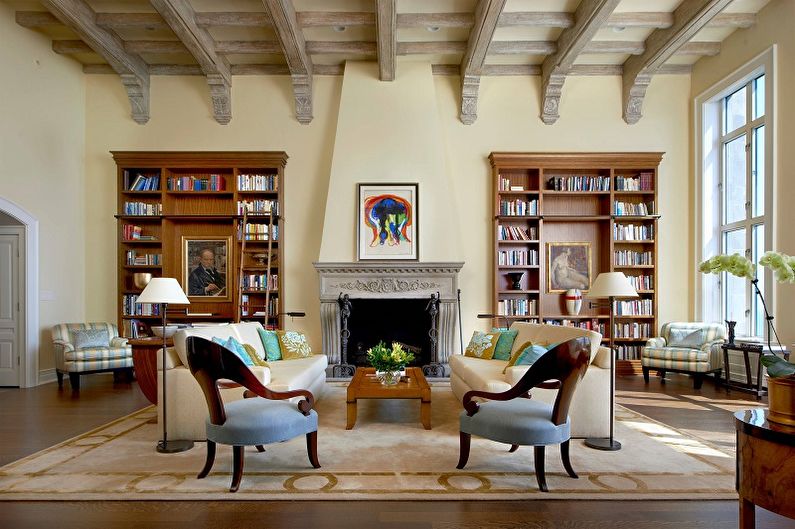 Béžová klasická obývacia izba - interiérový dizajn