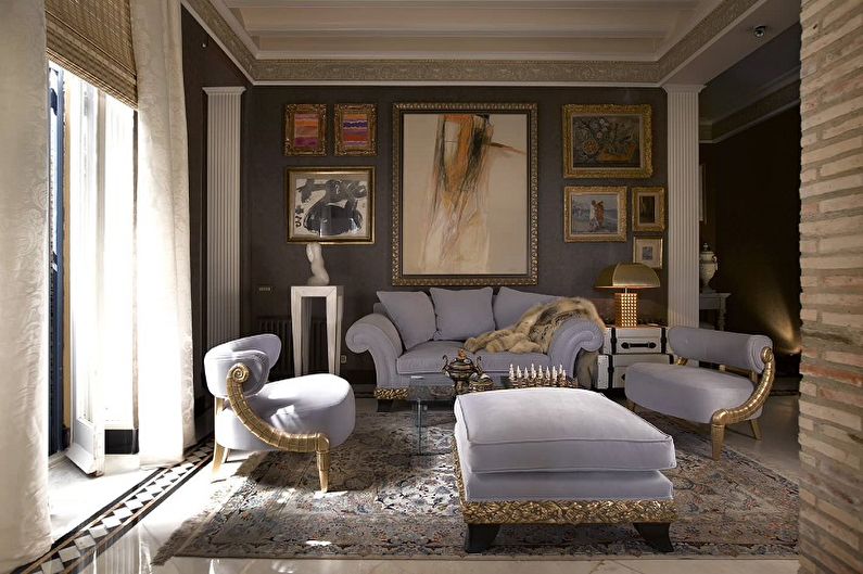Phòng khách cổ điển Lilac - Thiết kế nội thất