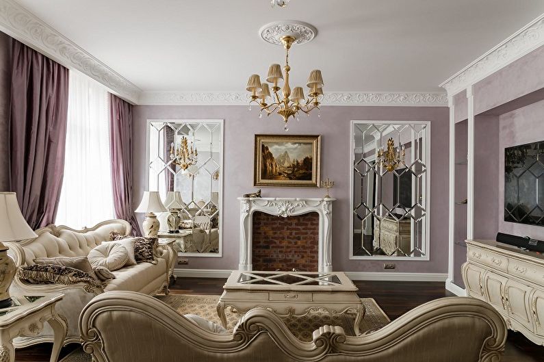 Salon classique lilas - Design d'intérieur