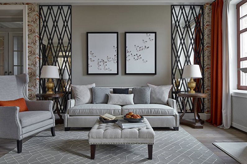 Soggiorno grigio in stile classico - Interior Design