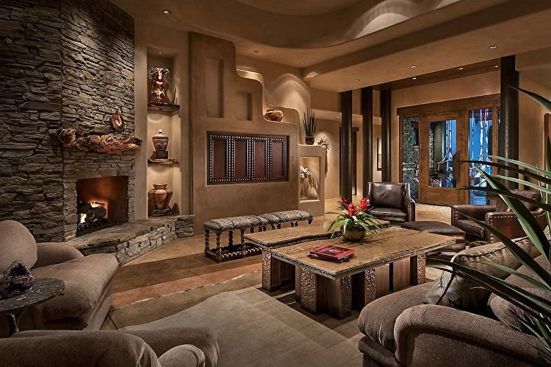 Sala de estar de estilo clássico marrom - Design de interiores