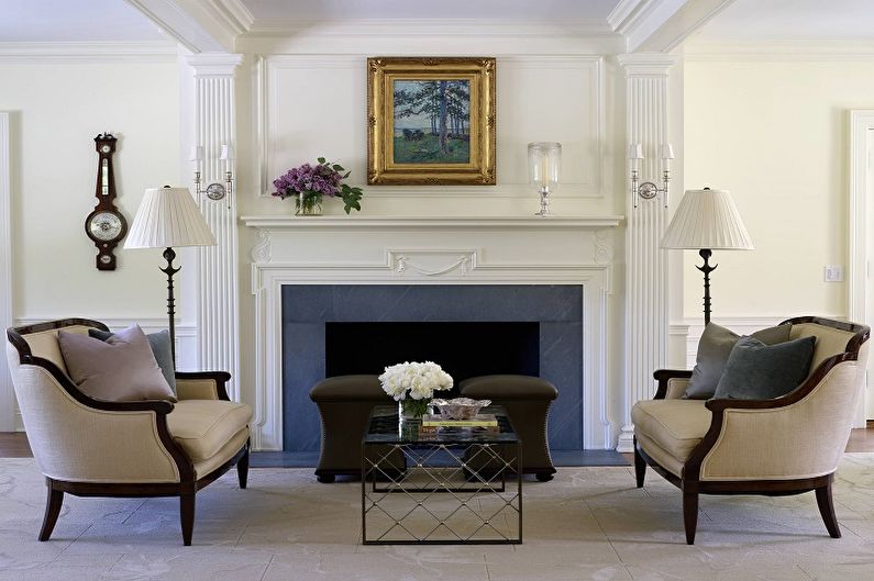 Klasický dizajn obývacej izby - dekorácia steny