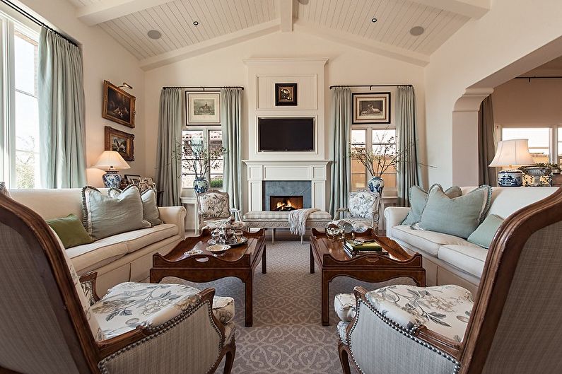 Design de uma sala de estar em estilo clássico - Móveis
