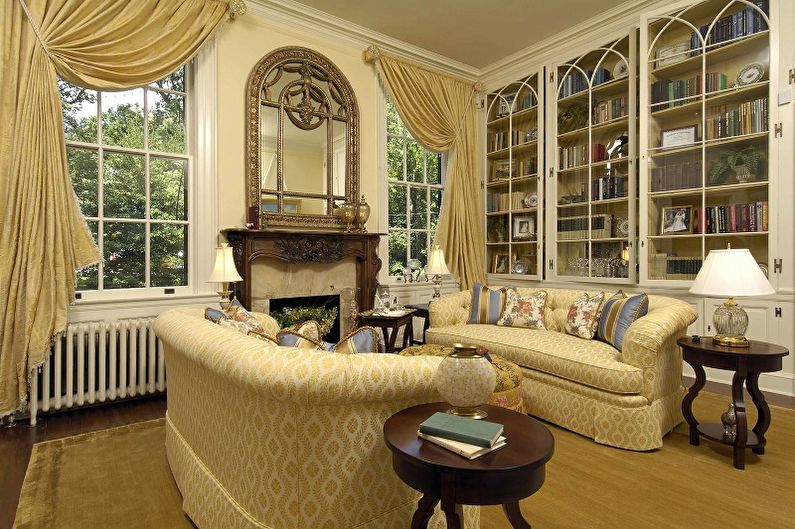 Reka bentuk ruang tamu dengan gaya klasik - Perabot