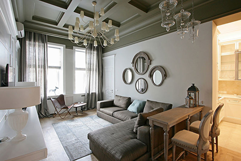 Дизајн ентеријера дневне собе у класичном стилу - фотографија