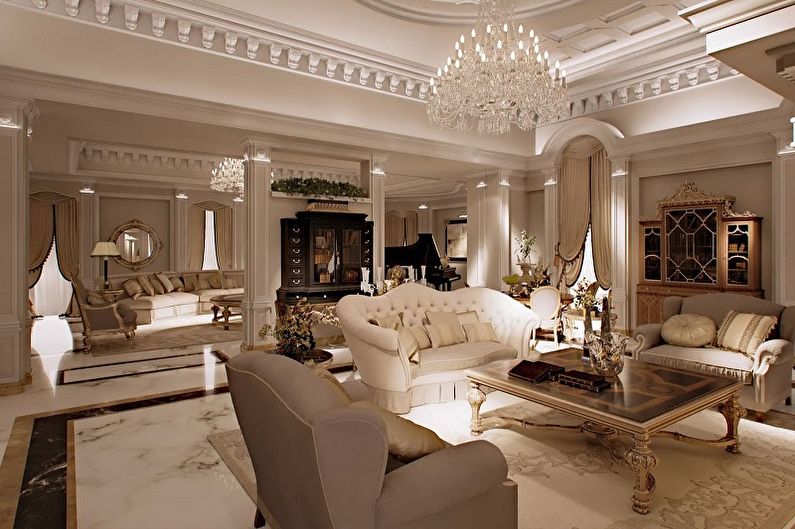 O design de interiores da sala de estar em estilo clássico - foto