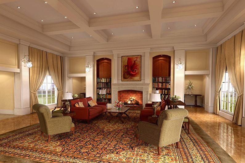 The interior design of the living room in a classic style - photo