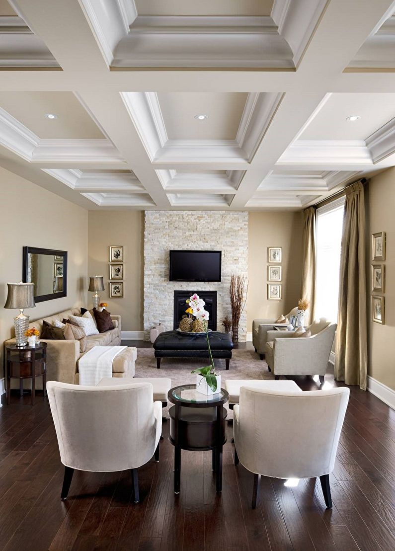 Design interiéru obývacího pokoje v klasickém stylu - foto