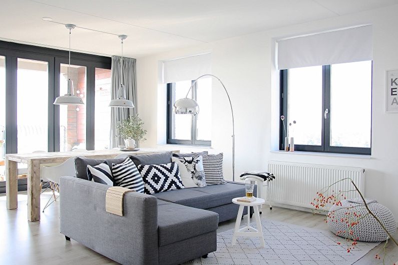Sala de estar en la foto de estilo escandinavo - Diseño de interiores