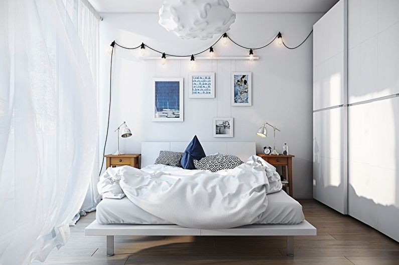 Sypialnia w skandynawskim zdjęciu - architektura wnętrz