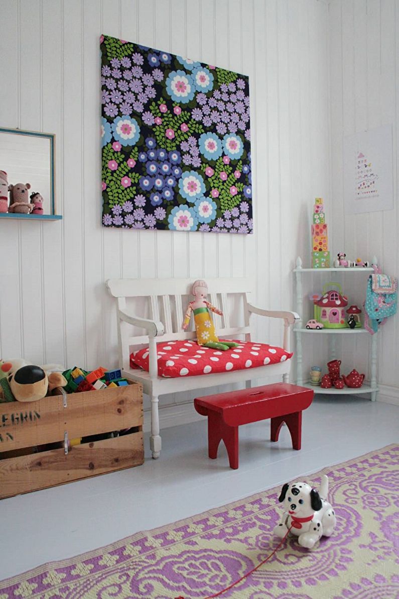 Vaikų kambarys skandinaviško stiliaus nuotraukoje - interjero dizainas