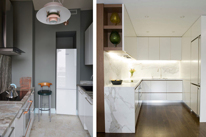 Dapur 7 sq.m. dalam gaya minimalis - Reka Bentuk Dalaman