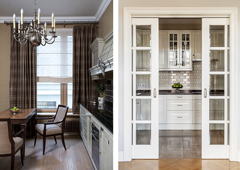 Virtuvė 7 kv.m. modernios klasikos - interjero dizaino - stiliumi